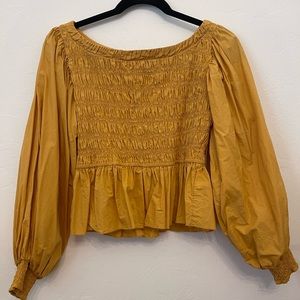 Free People smocked yellow blouse sz S
